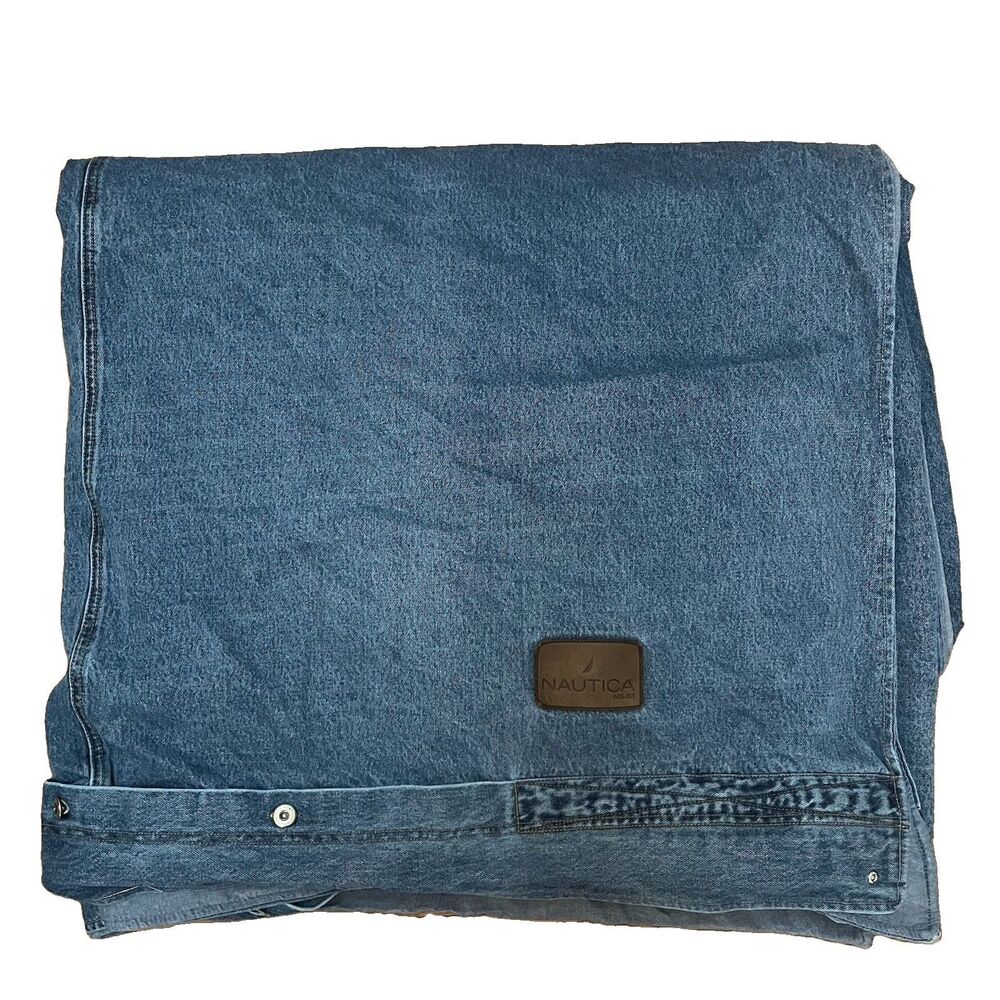 Nautica Vintage King Dark Blue Jean Denim Heavy Button Duvet Cover 102" x 88"